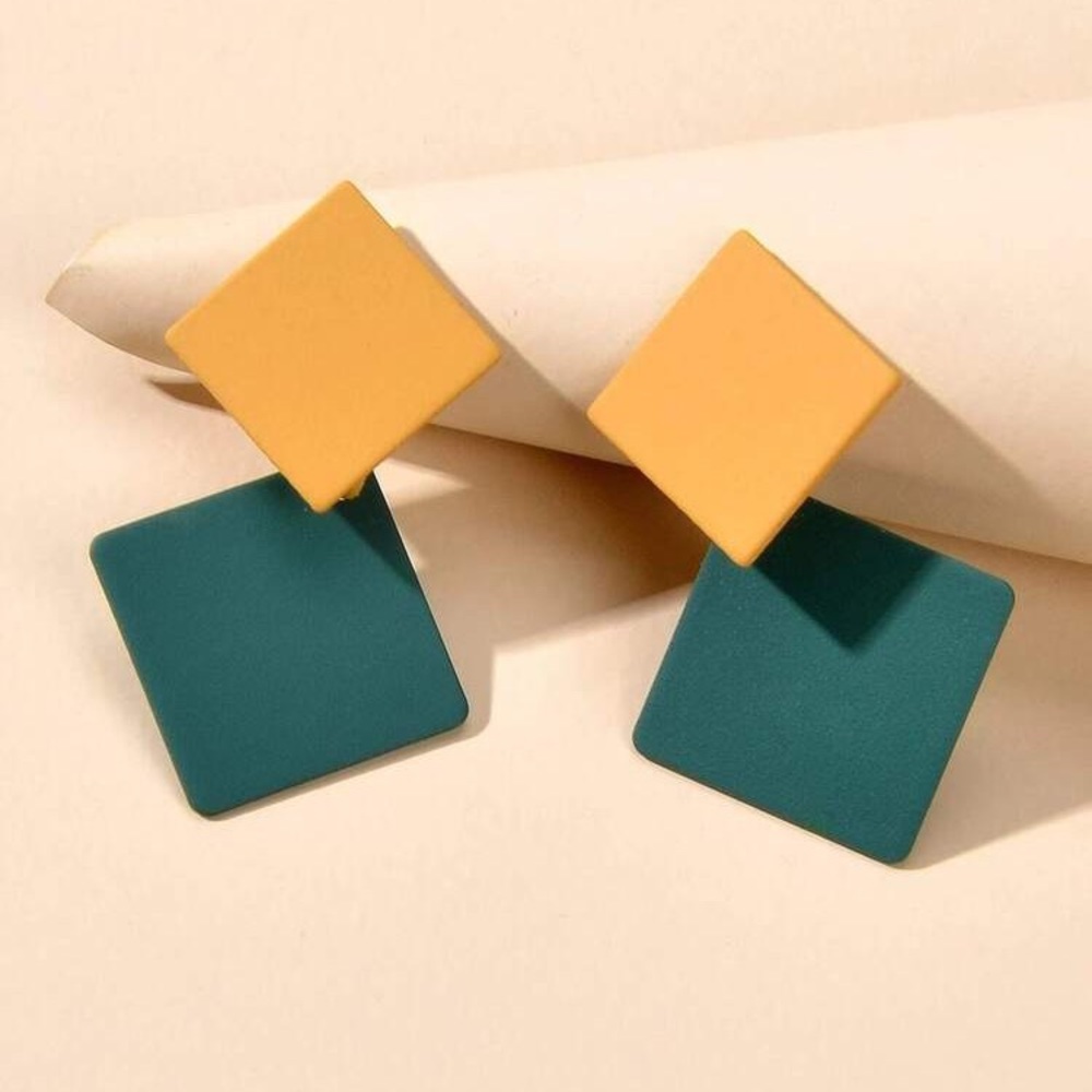 Geometric Color Block Earrings - Picture 2 of 4
